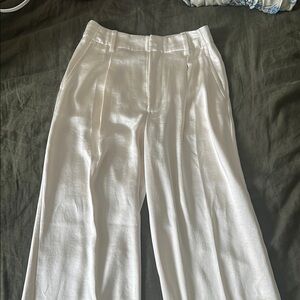 Elegant White Wide-Leg Satin Pants